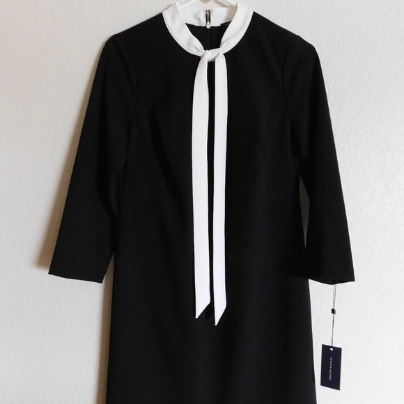 tommy hilfiger black dress with white collar